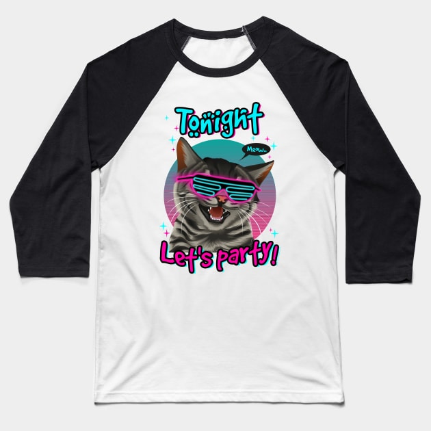 Party Cat Baseball T-Shirt by Guna_agung